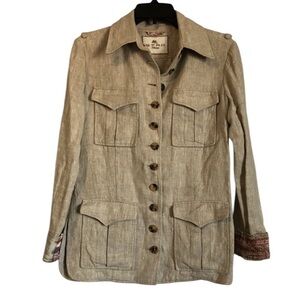 Etro Milano Womens Linen Blazer Sz S Beige Quiet Luxury Cottagecore Minimalist